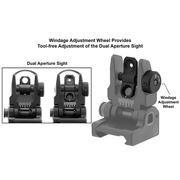 UTG AR15 Spring Loaded Flip Up Rear Sight